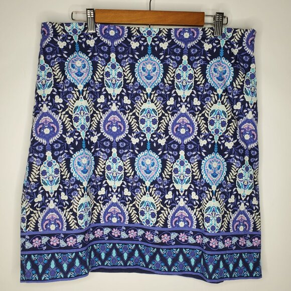 Talbots Womens Pencil Skirt Size 14 Colorful Medallion Abstract Side Zip Career - Picture 1 of 7